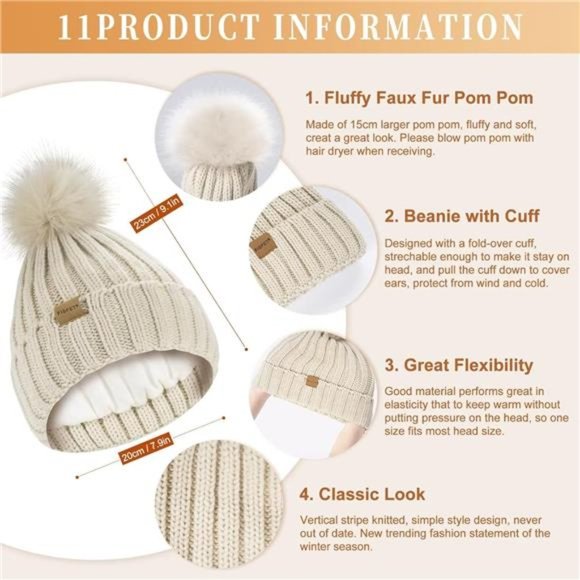 Winter Beanie Hat Scarf Gloves Set for Women, 3 in 1 Set main image 5